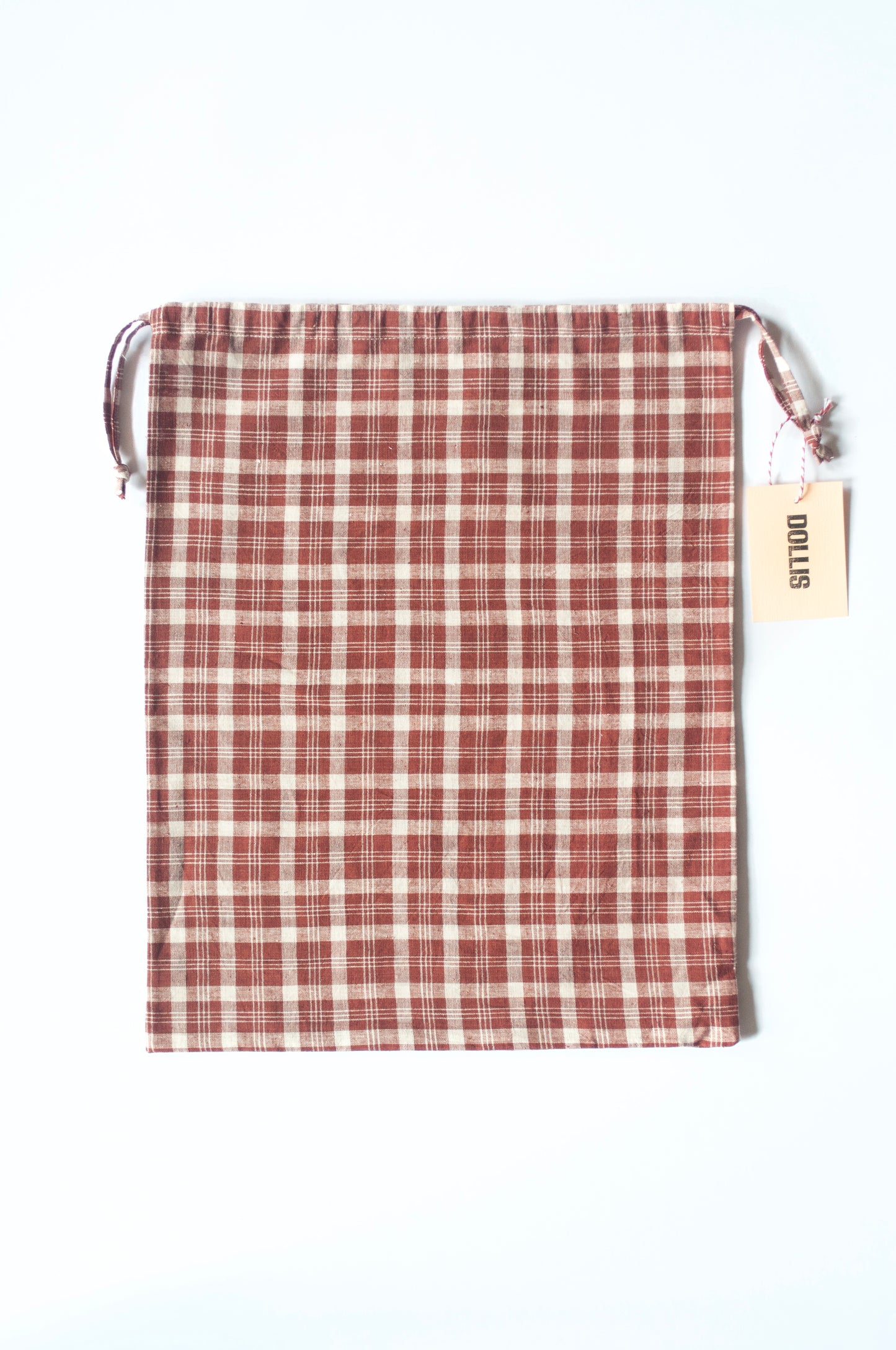 Red Check Drawstring Bag