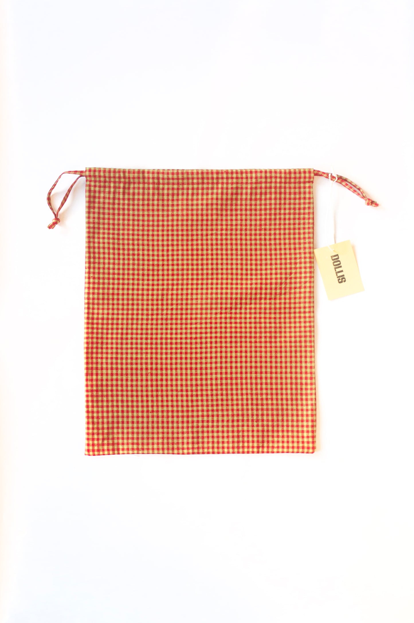 Red and Citrus Check Drawstring Bag
