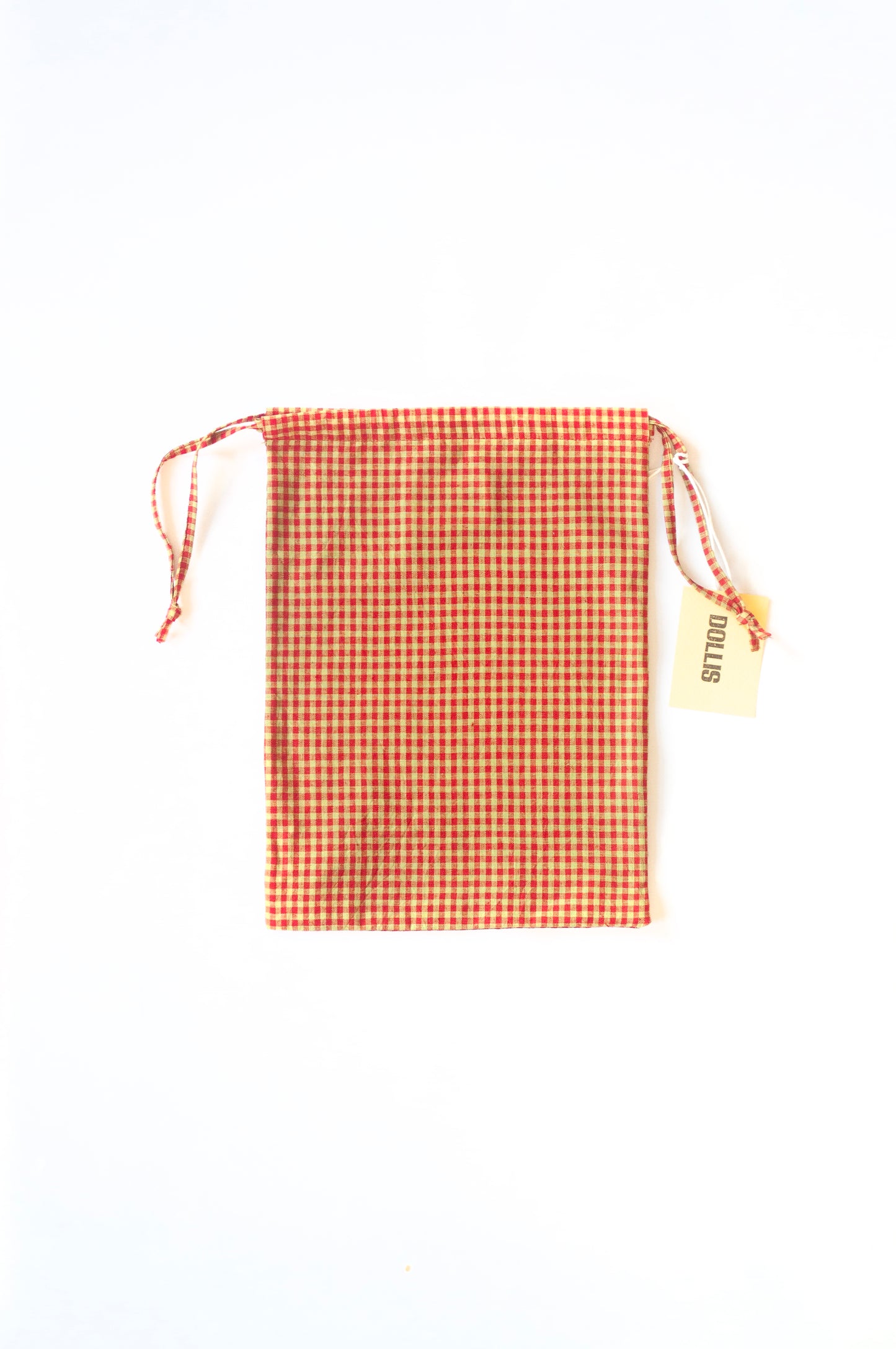 Red and Citrus Check Drawstring Bag