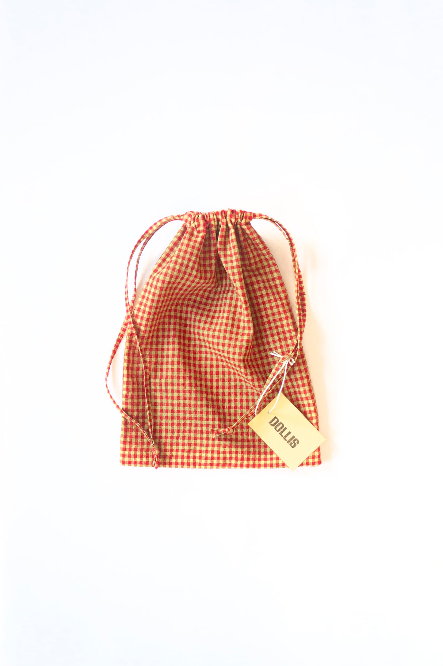 Red and Citrus Check Drawstring Bag