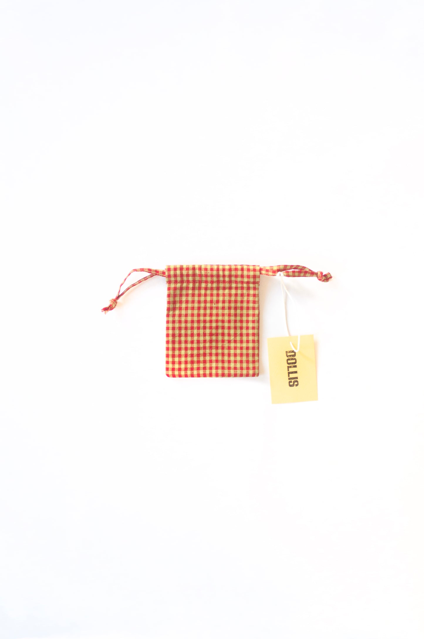 Red and Citrus Check Drawstring Bag