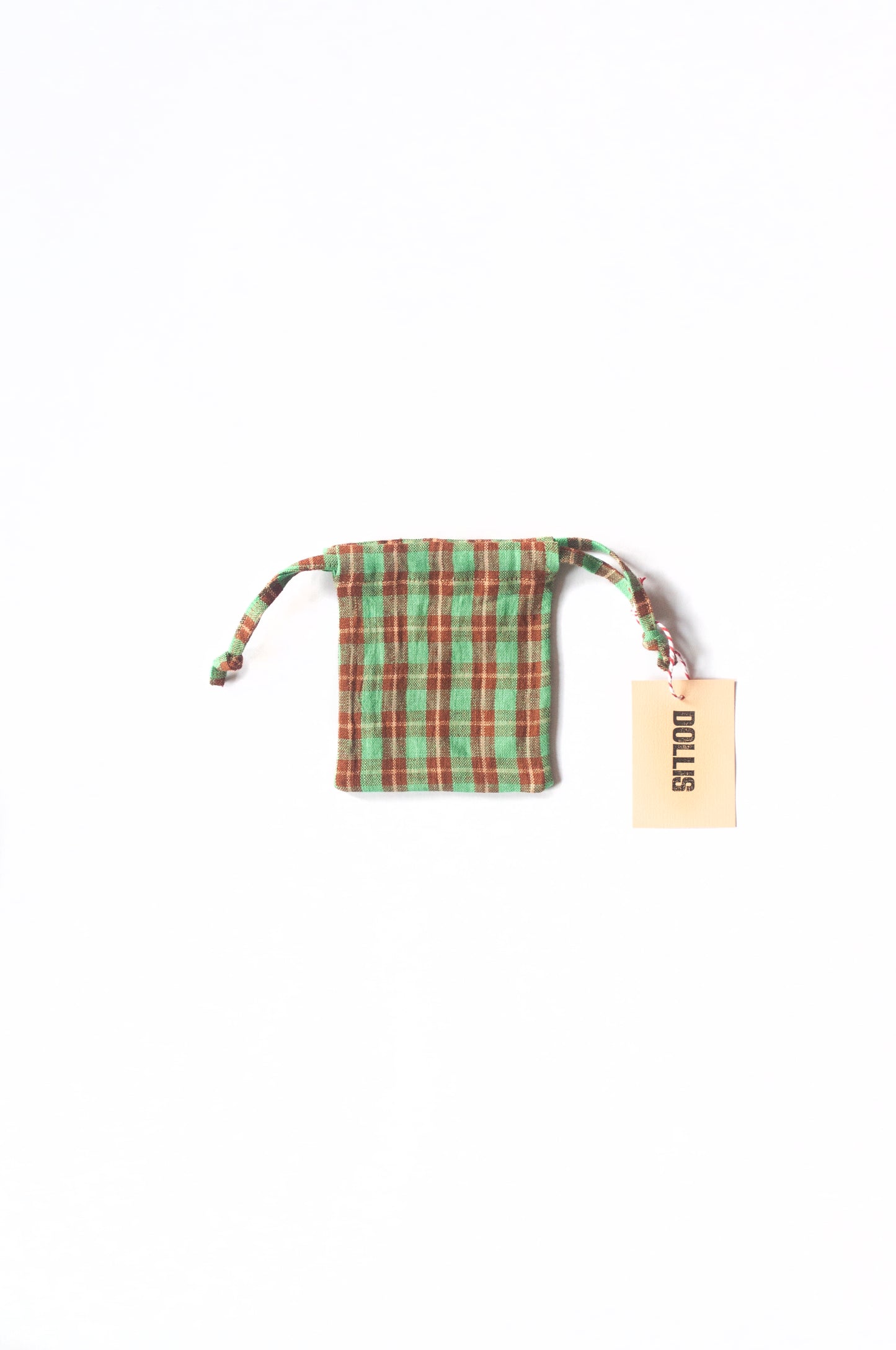 Green Check Drawstring Bag