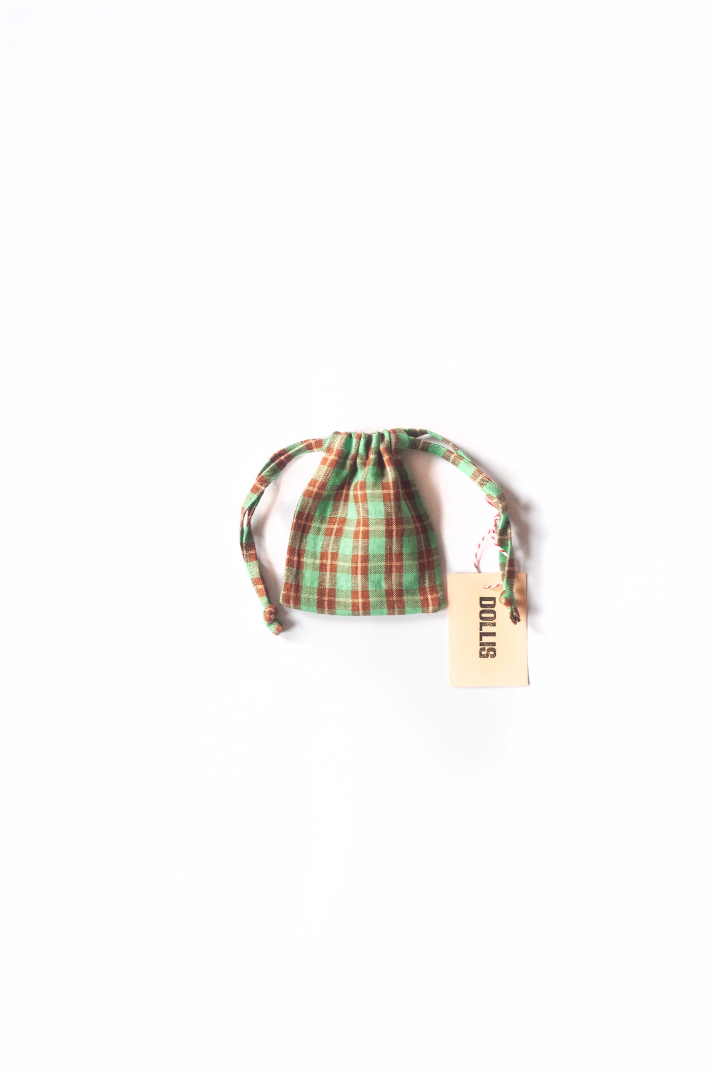 Green Check Drawstring Bag