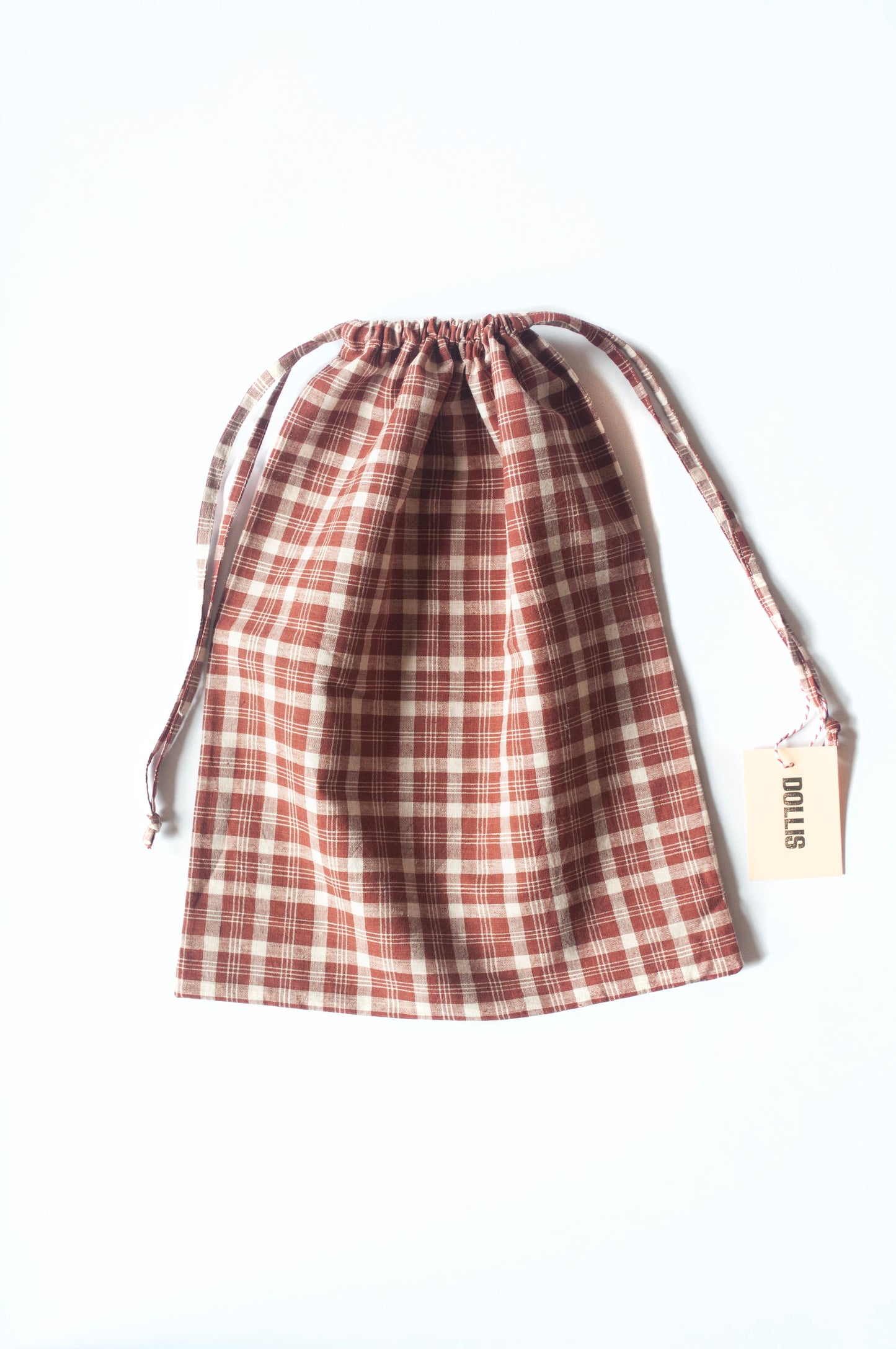 Red Check Drawstring Bag