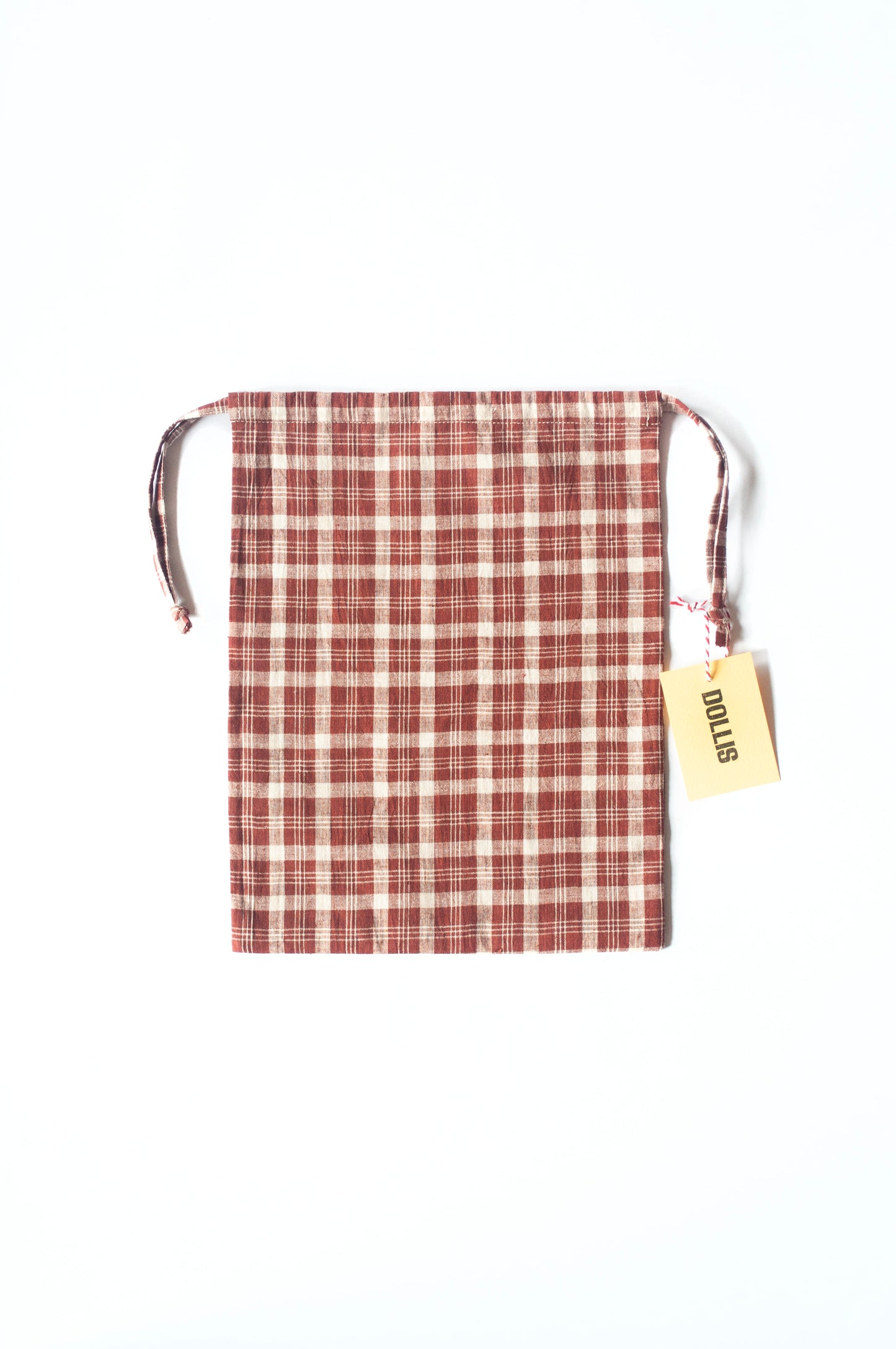 Red Check Drawstring Bag