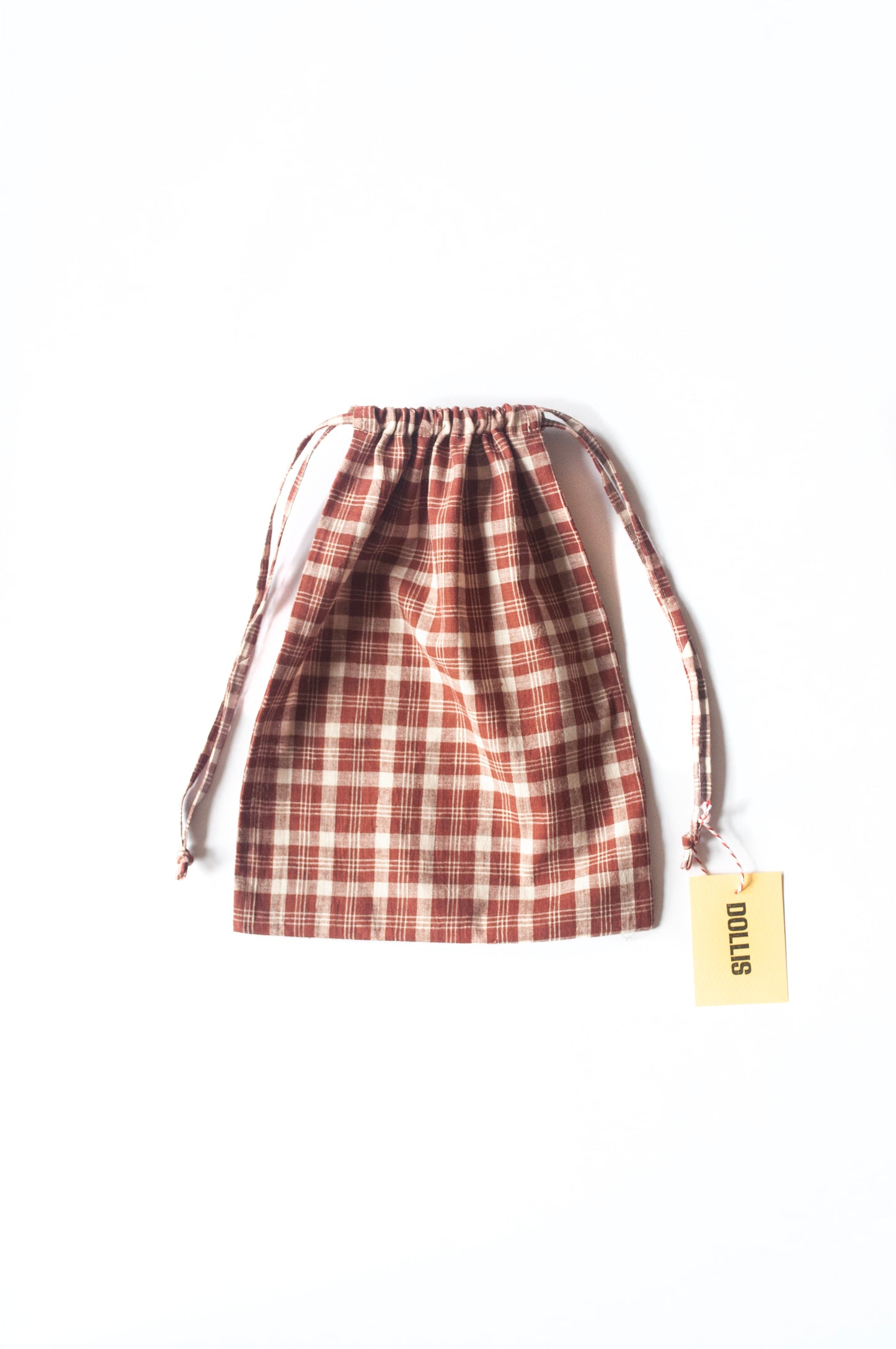 Red Check Drawstring Bag