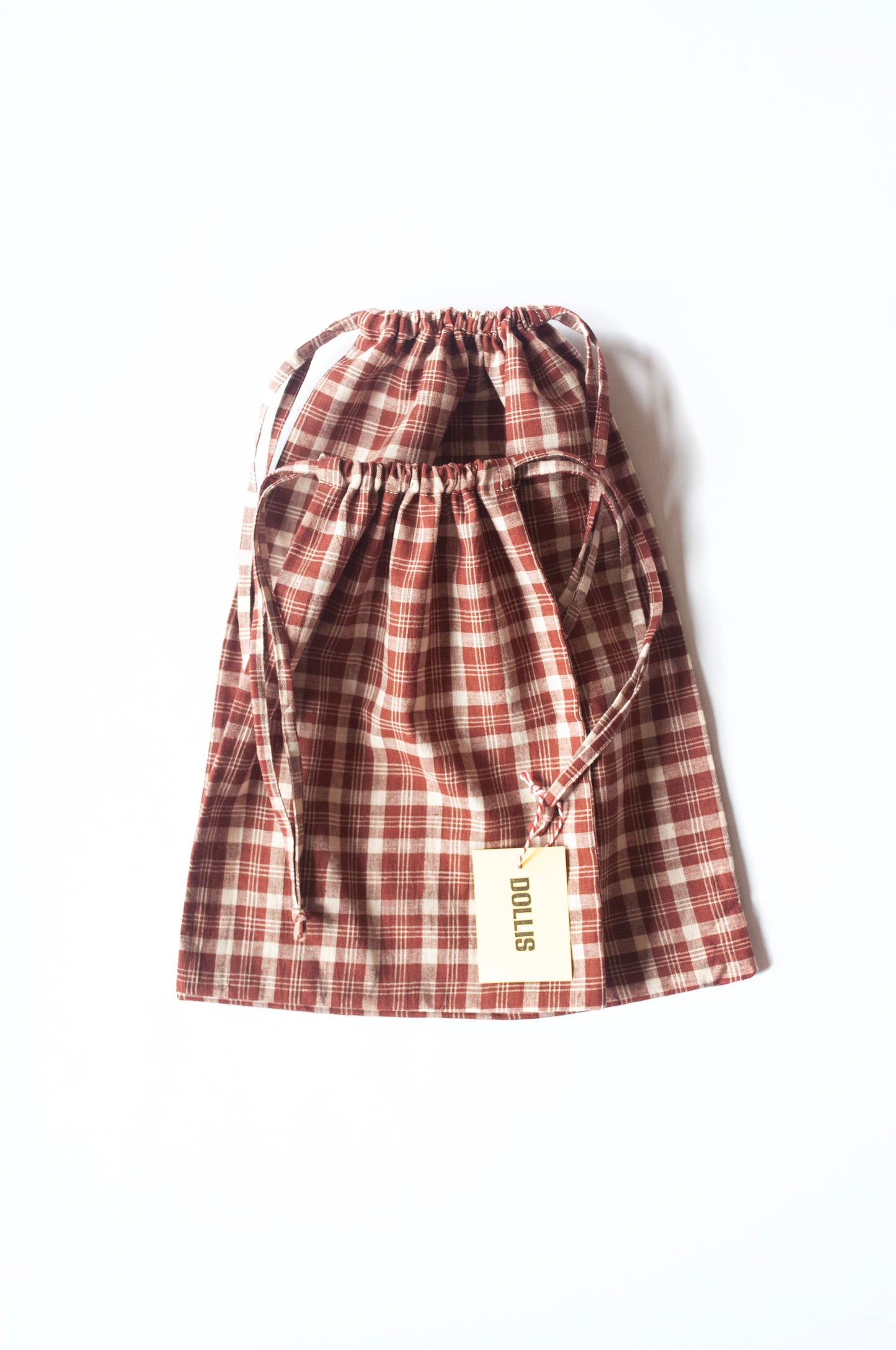 Red Check Drawstring Bag